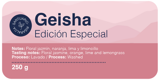 Edición Especial Geisha Buona Vita Café - proceso lavado, notas de jazmín, naranja y limoncillo