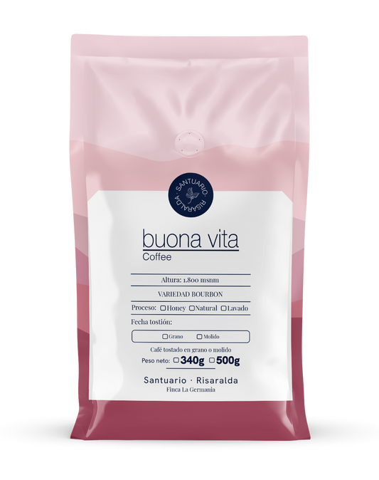 Bourbon Rosado Buona Vita Café - café de especialidad Finca La Germania, Santuario Risaralda 340g